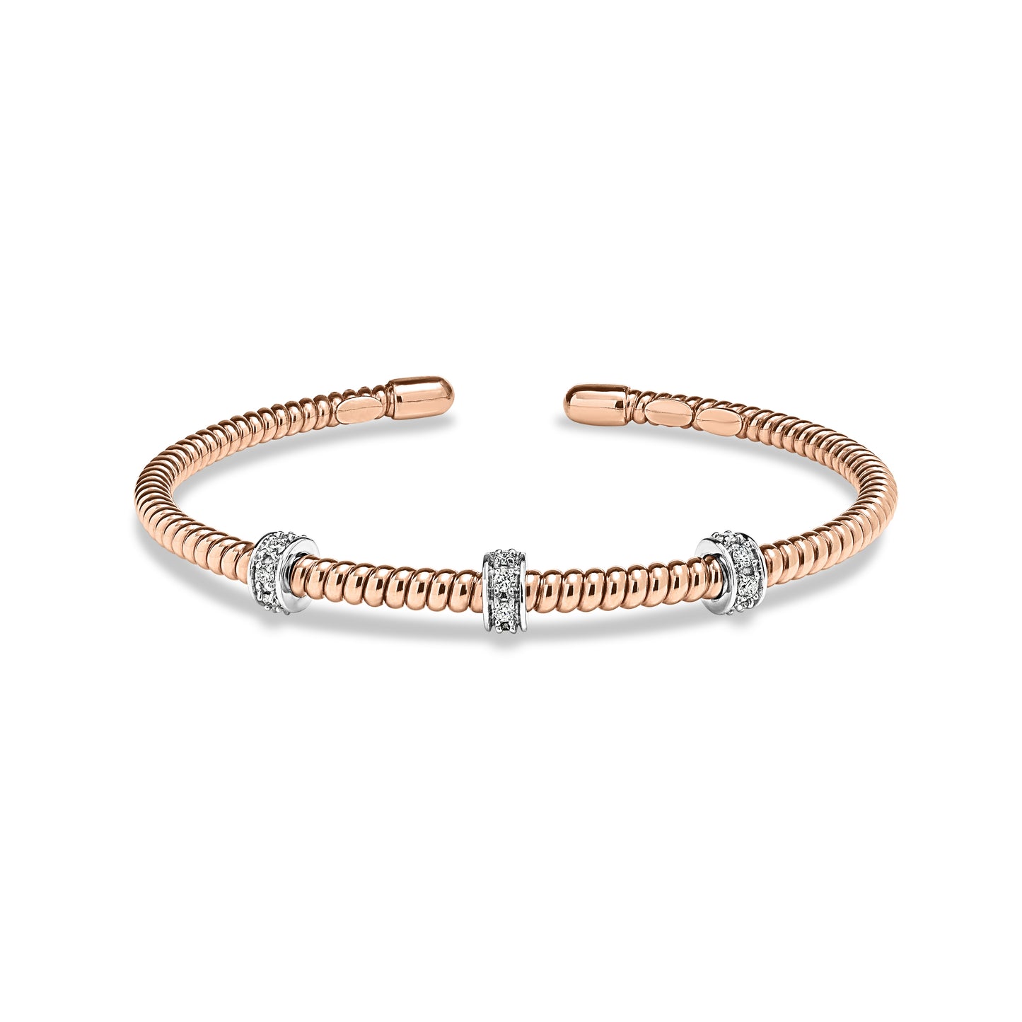 18ct Rose Gold and Diamond Cuff Bangle