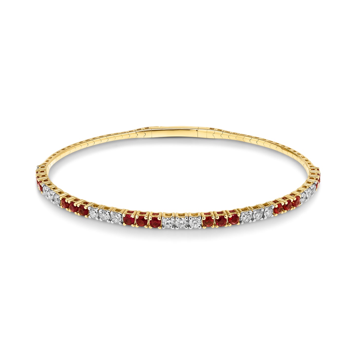 14ct Yellow Gold Ruby and Diamond Bangle