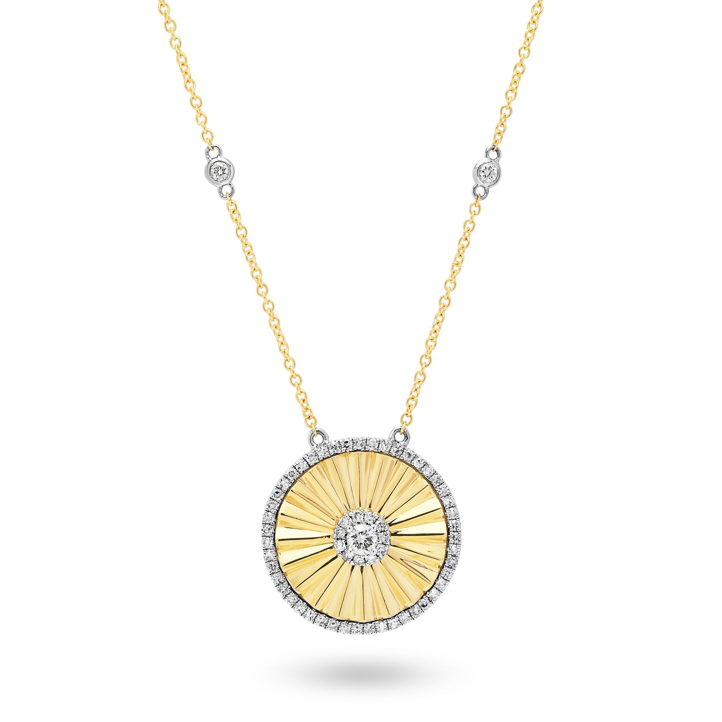 14ct Yellow and White Gold Diamond Medallion Necklace