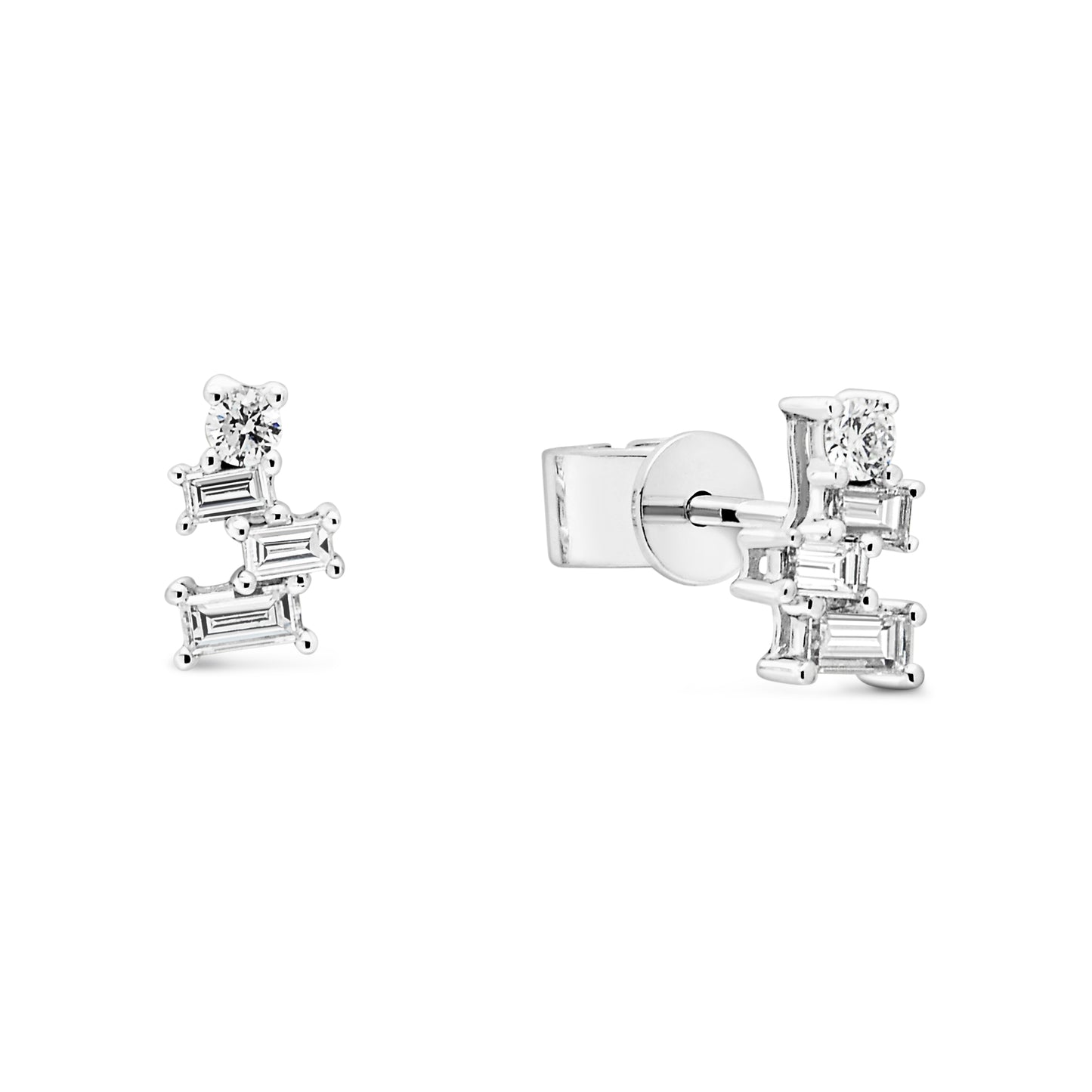 18ct White Gold Step Studs