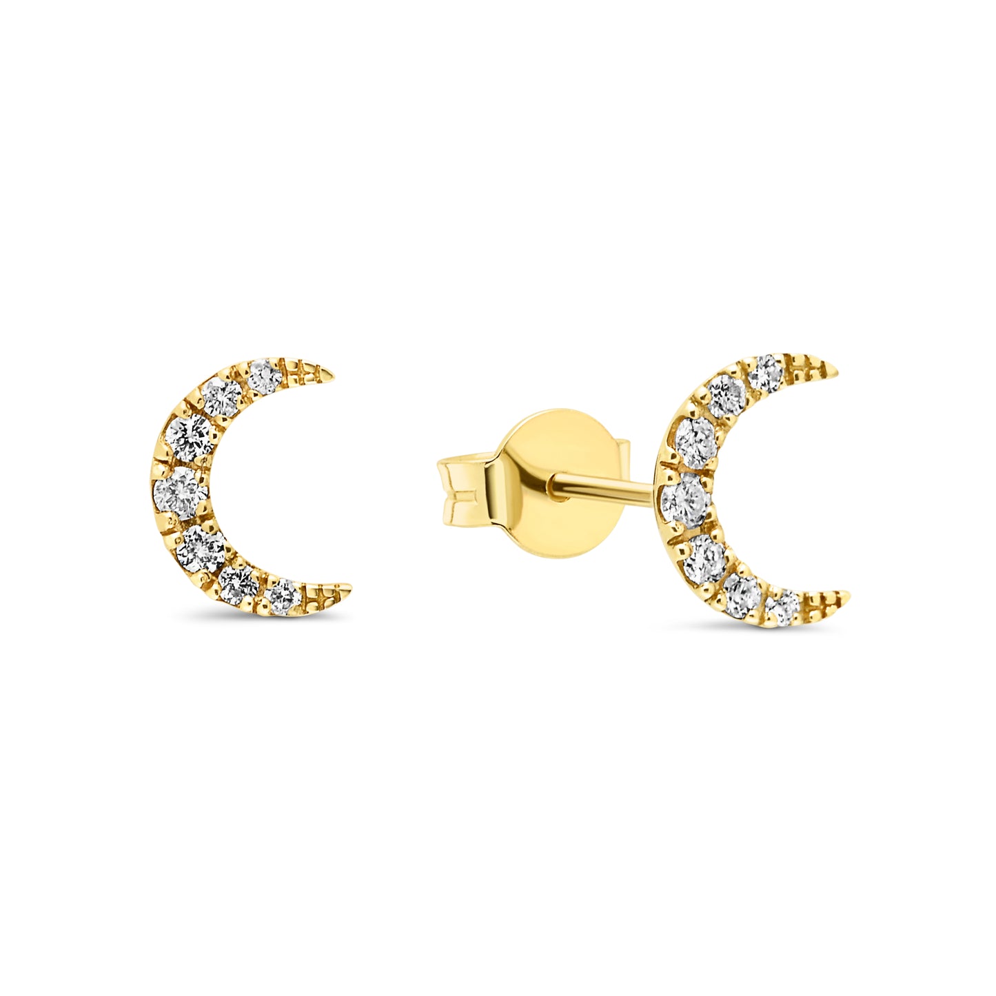 18ct Yellow Gold Diamond Moon Studs
