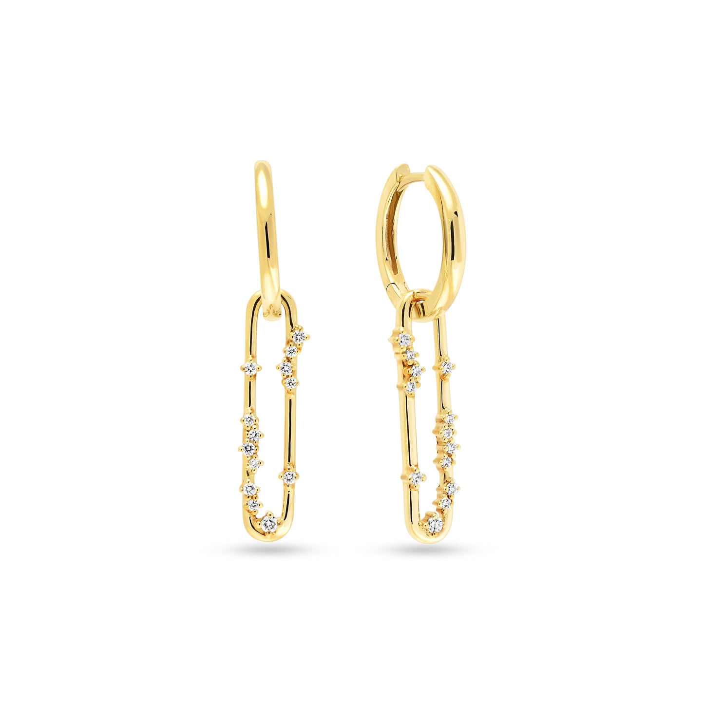 9ct Yellow Gold Diamond Drop Earrings