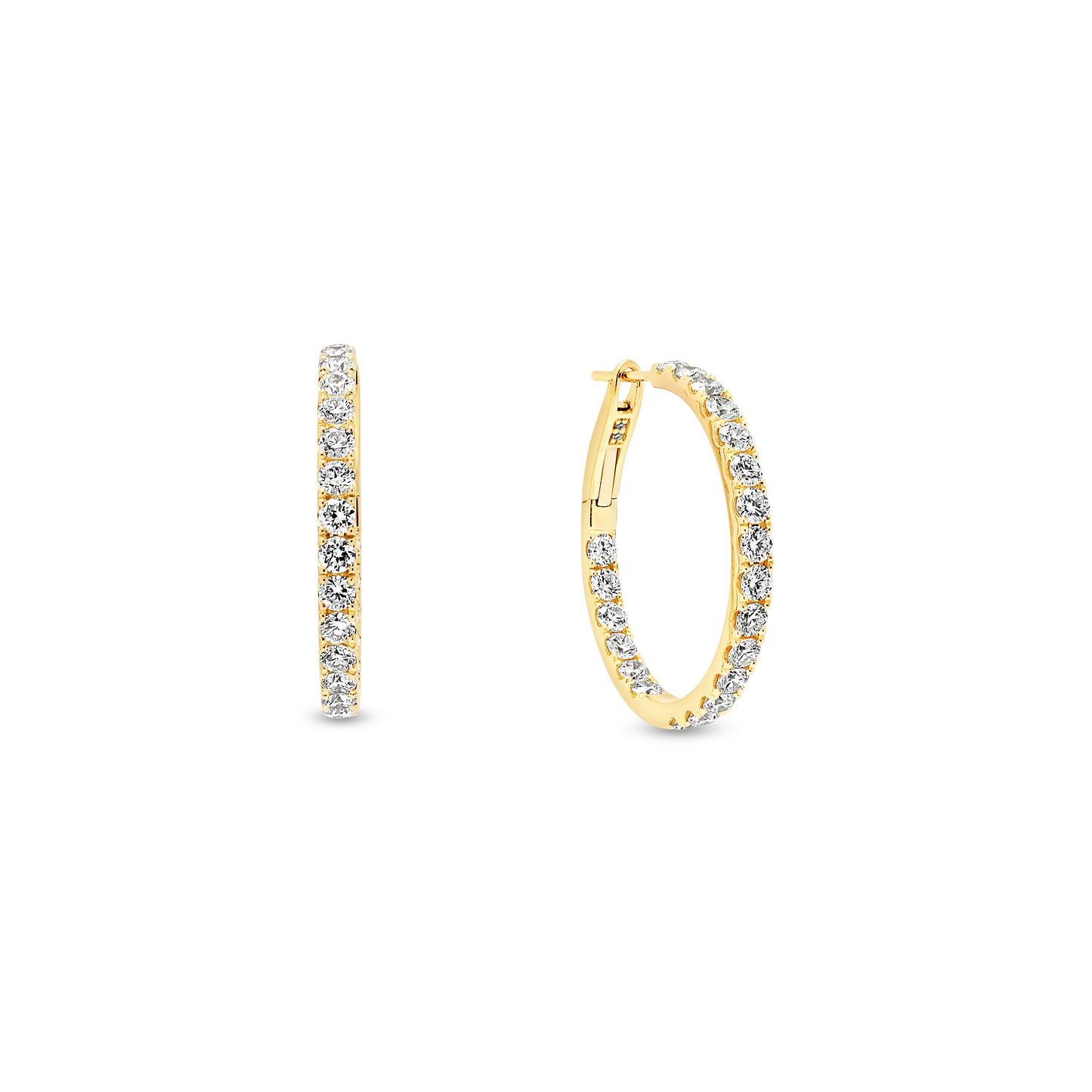 18ct Yellow Gold Large Diamond Hoop Earrings