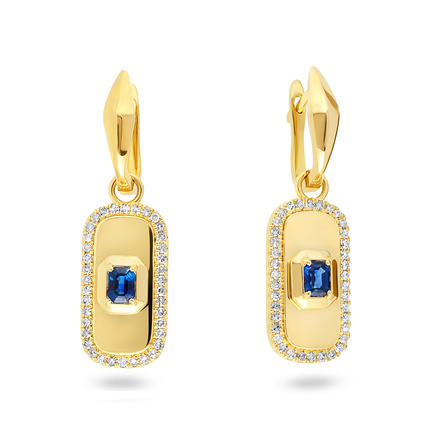 14ct Yellow Gold Diamond and Sapphire Earring Atachments