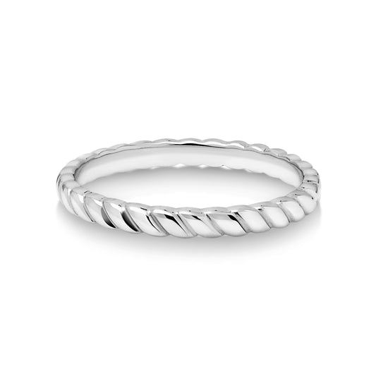 9ct White Gold Twisted Rope Stacking Ring