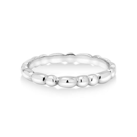 9ct White Gold Beaded Style Stacking Ring