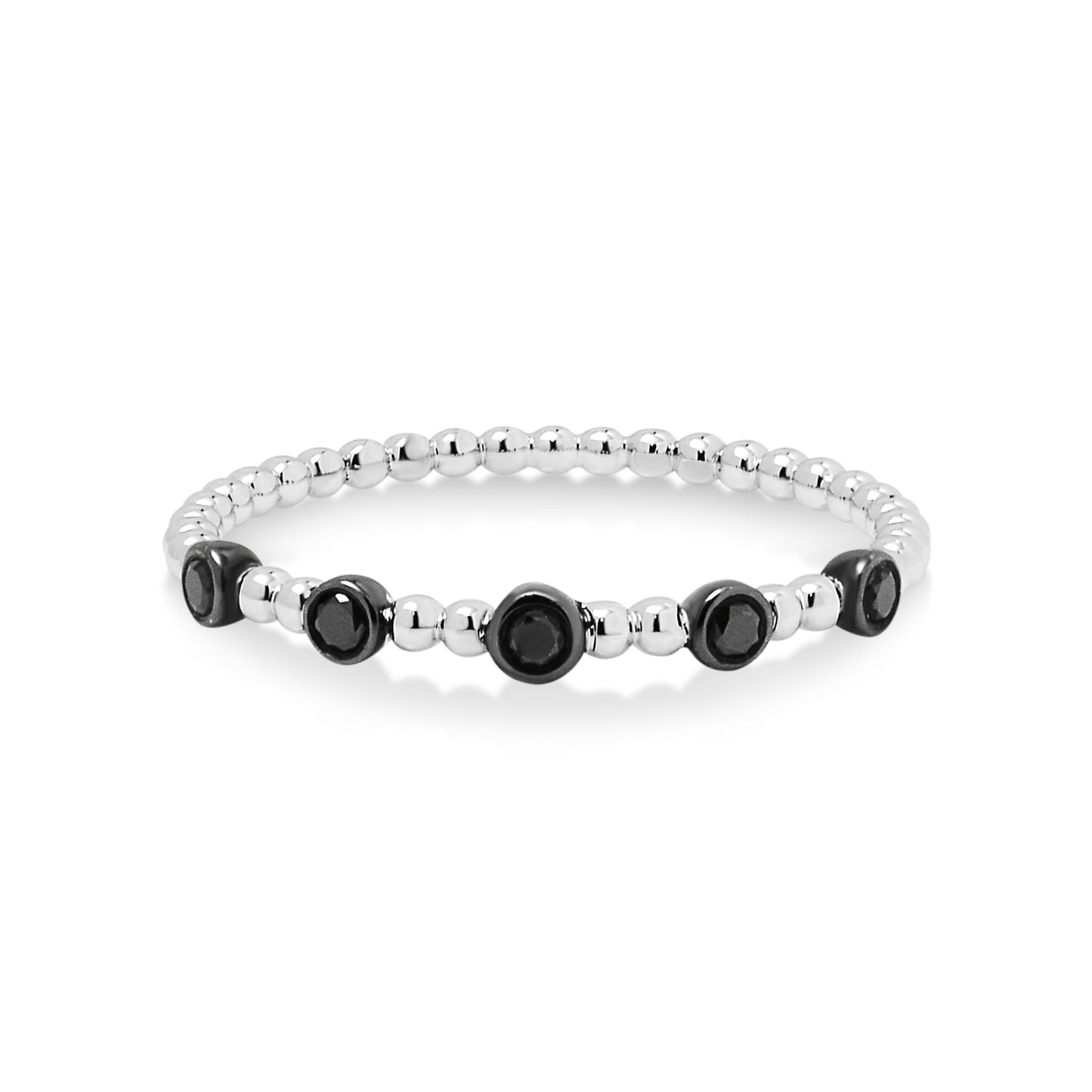 18ct White Gold Black Diamond Stacking Ring
