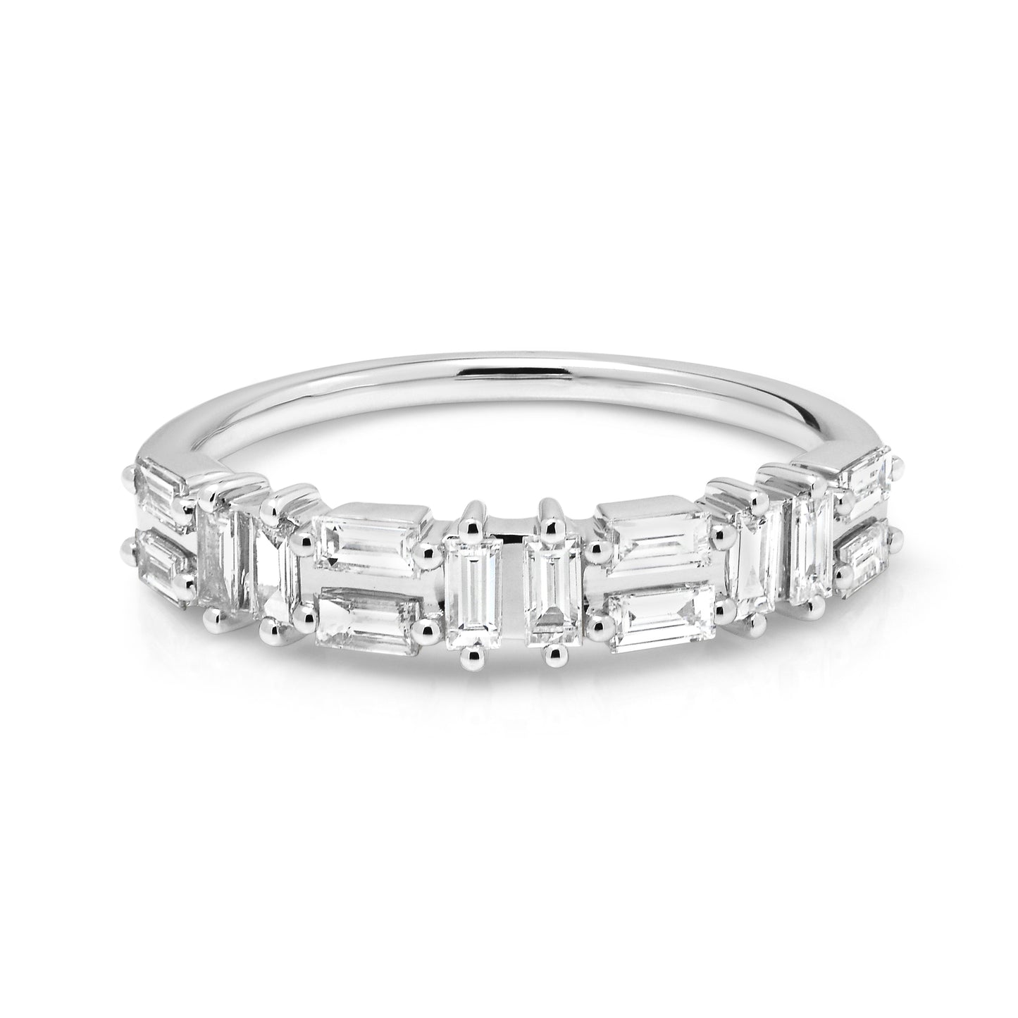 18ct White Gold Baguette Diamond Tessellate Ring