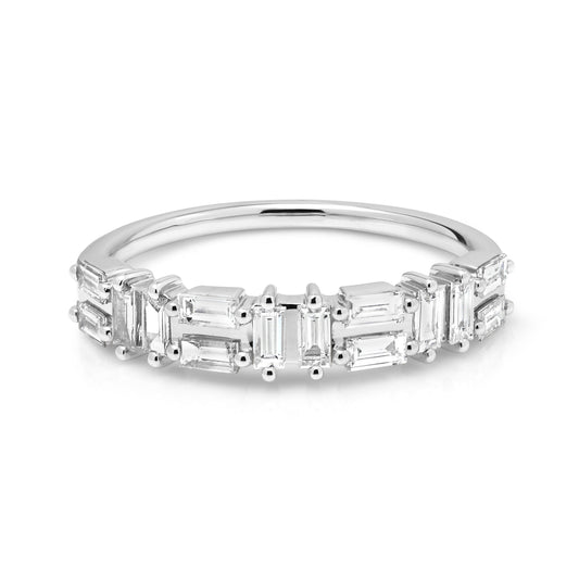 18ct White Gold Baguette Diamond Tessellate Ring