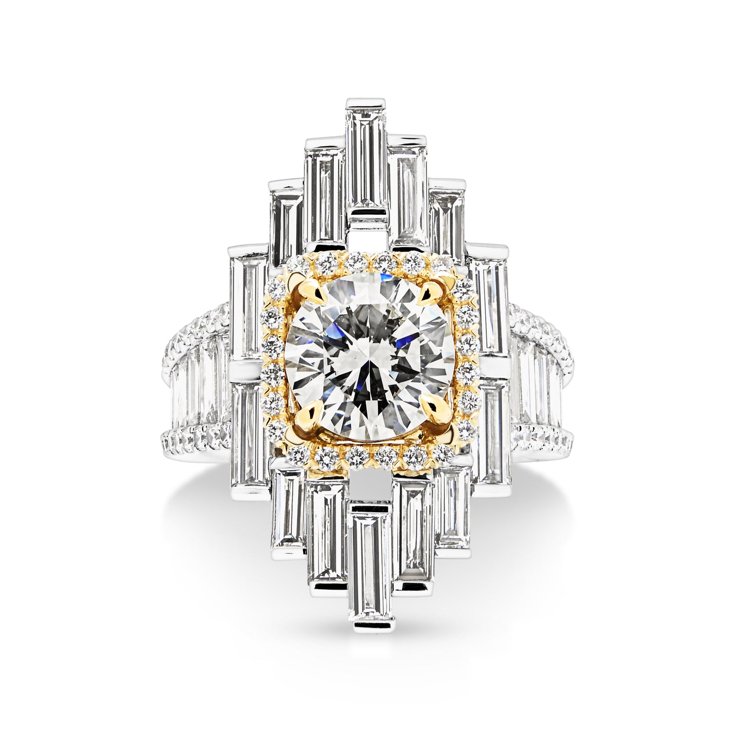 Platinum and 18ct Yellow Gold Tower Ring