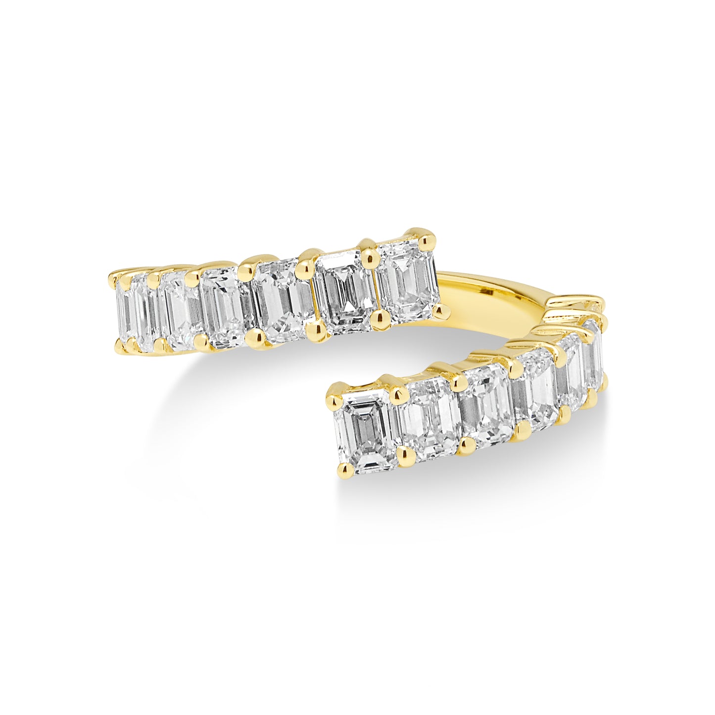18ct Yellow Gold Emerald Diamond Open Ring