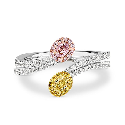 Platinum Fancy Yellow and Pink Diamond Ring