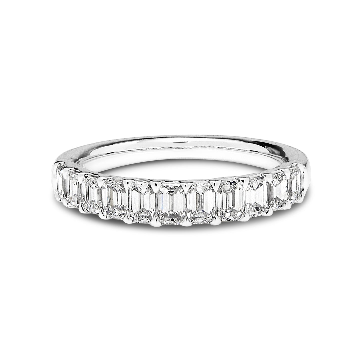 18ct White Gold Emerald Cut Diamond Half Eternity Band