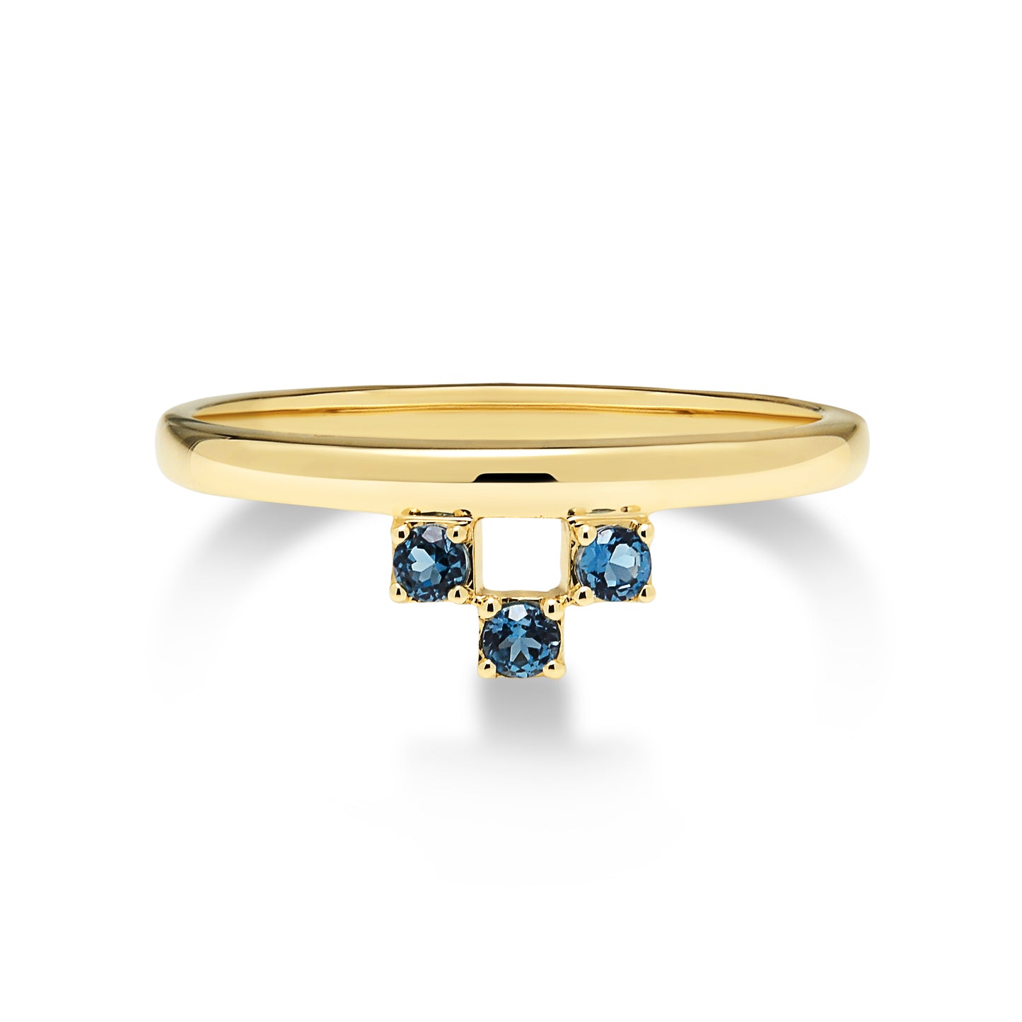 9ct Yellow Gold Petite Blue Topaz Triplet Ring