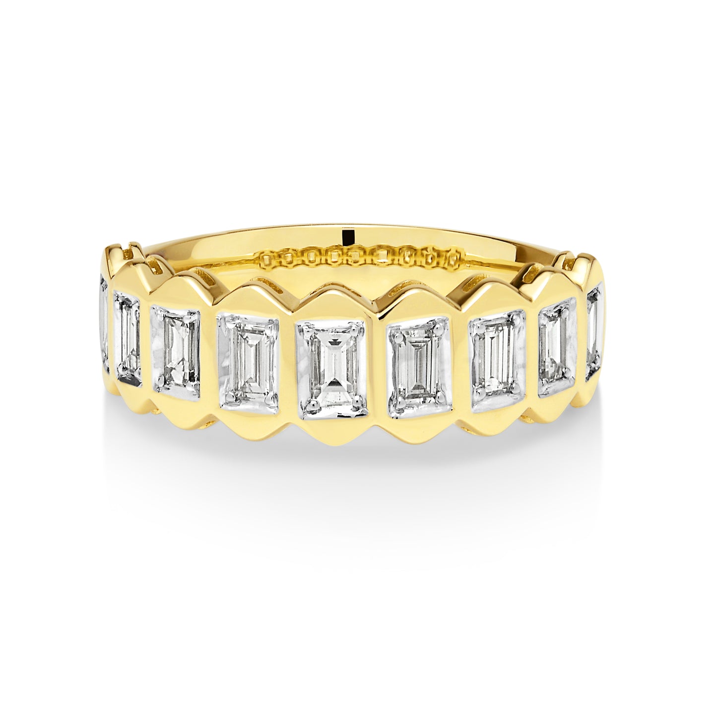 14ct Yellow Gold and Baguette Diamond Ring