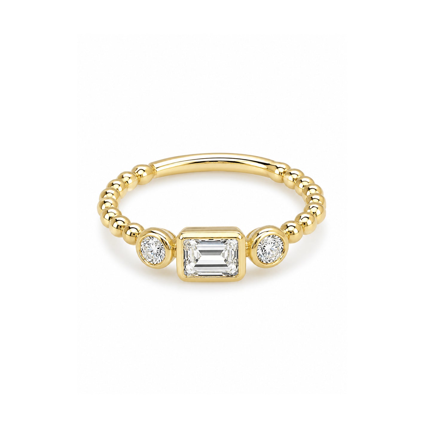 14ct Yellow Gold Three Diamond Granule Ring