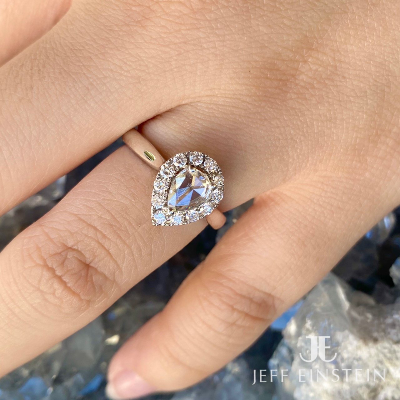 18ct White Gold Rose Pear Cut Diamond Ring