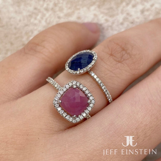 14ct White Gold Ruby and Sapphire Rings