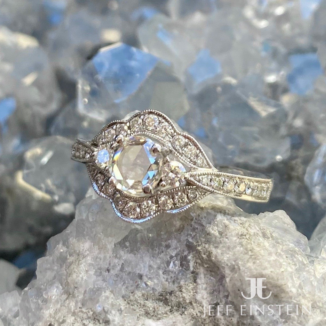 18ct White Gold Rose Cut Cloud Ring