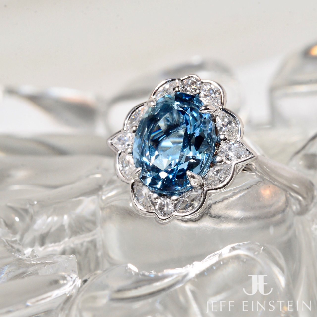 18ct White Gold Aquamarine and Diamond Dress Ring