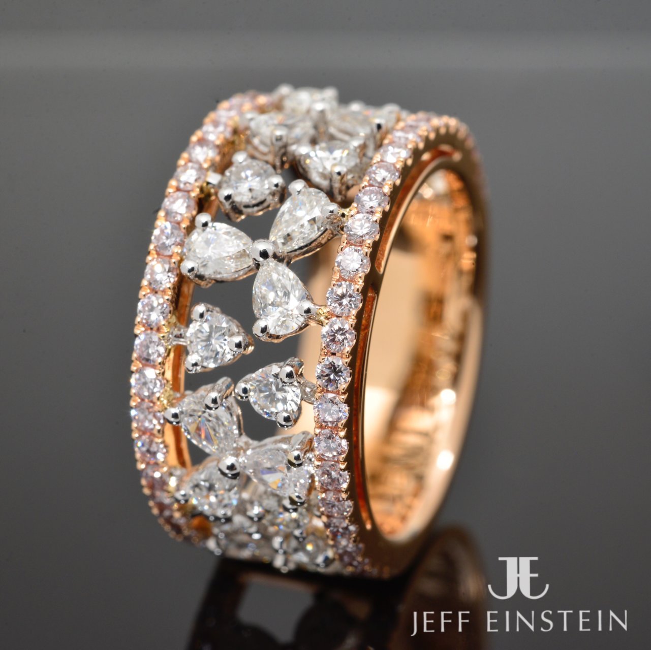 18ct Rose Gold Pink and White Diamond Band