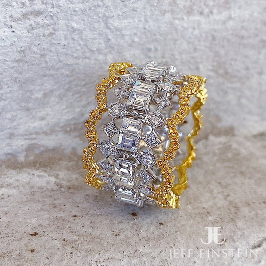 18ct Yellow and White Gold Lace Dress Ring