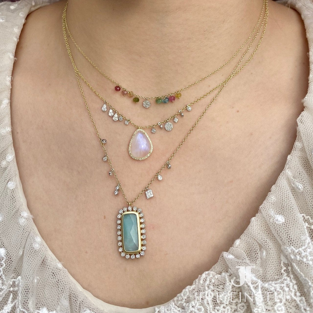 14ct Yellow Gold Moonstone Necklace