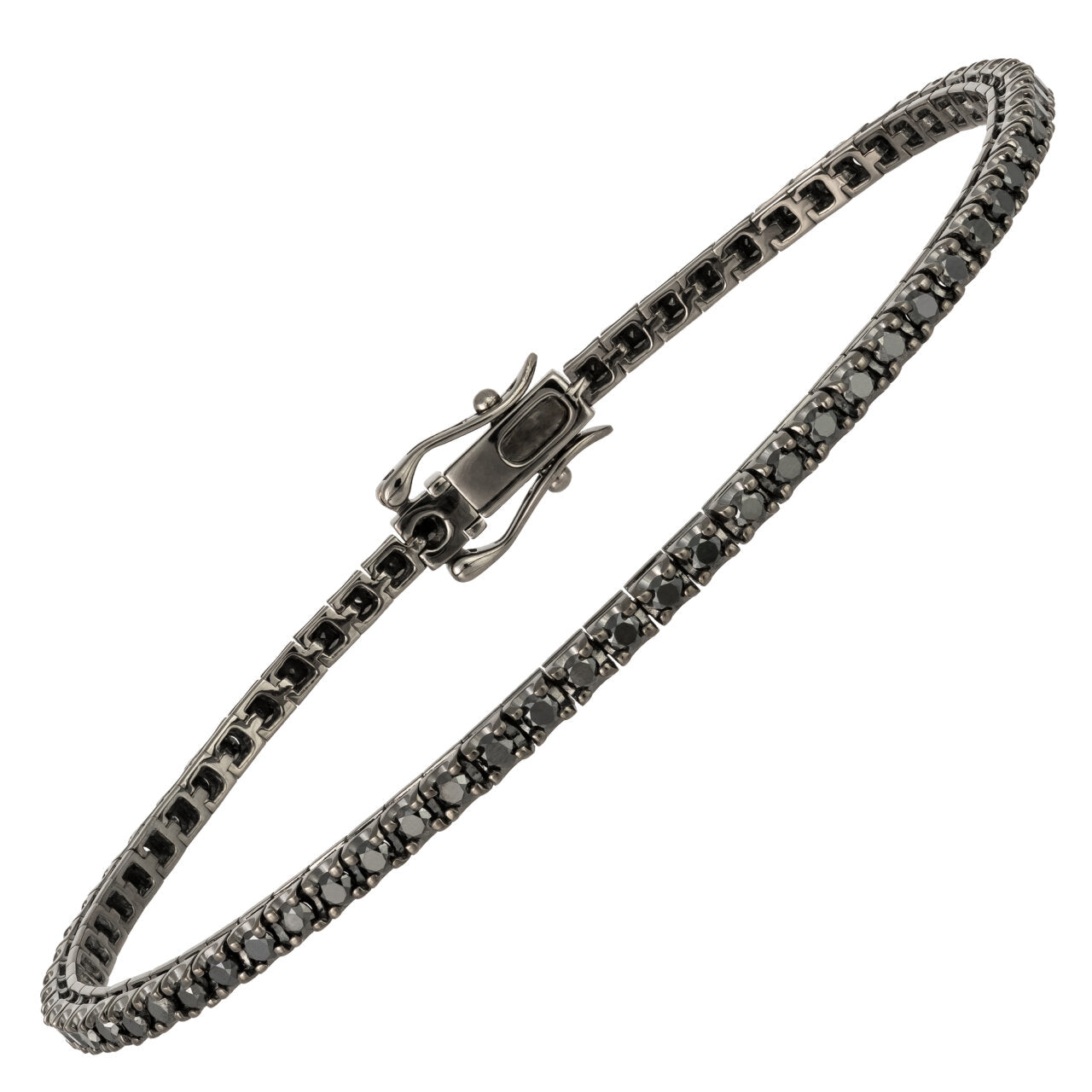 18ct White Gold Black Diamond Tennis Bracelet