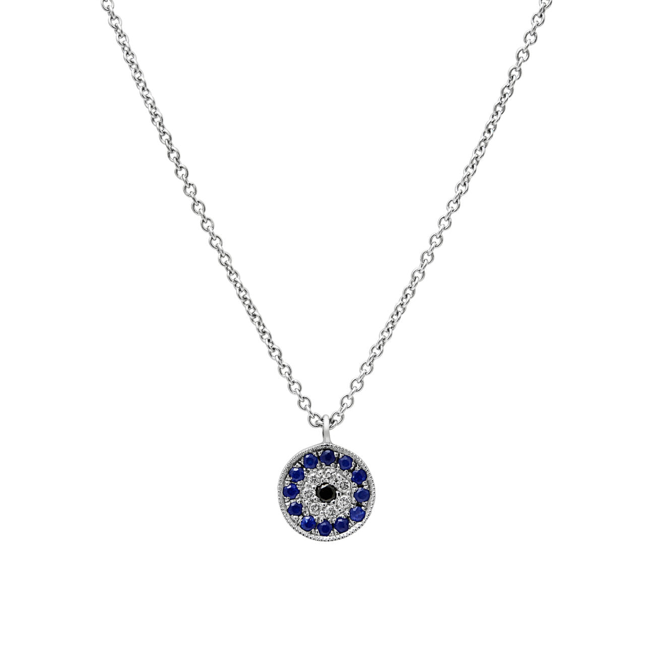 14ct White Gold Sapphire and Diamond Petite Pendant