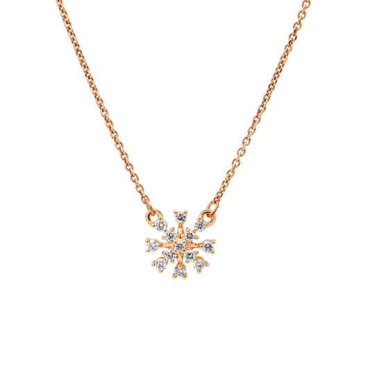 18ct Rose Gold Diamond Snowflake Pendant