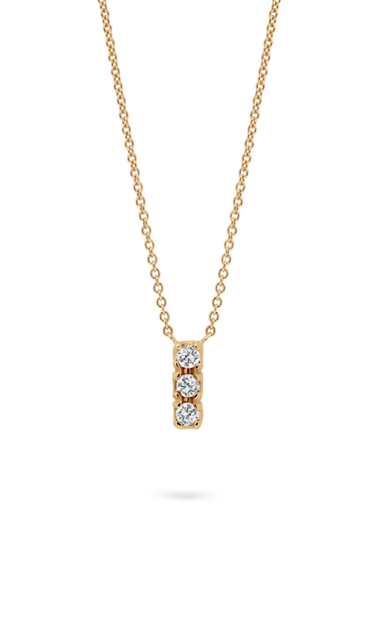 18ct Rose Gold Triple Diamond Drop Pendant