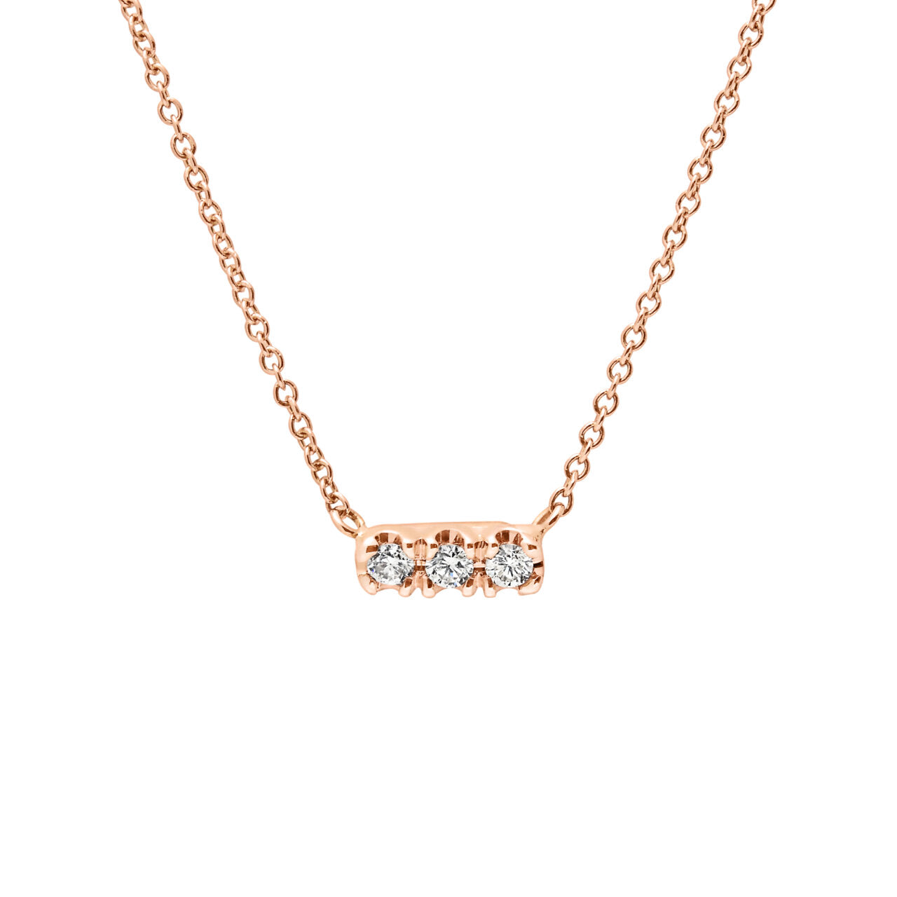 JE 18ct Rose Gold Triple Diamond Bar Pendant