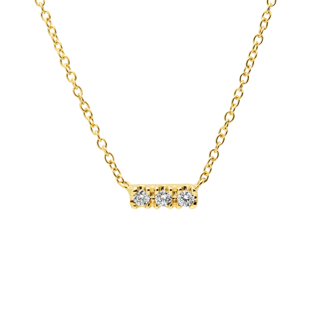 JE 18ct Yellow Gold Triple Diamond Bar Pendant