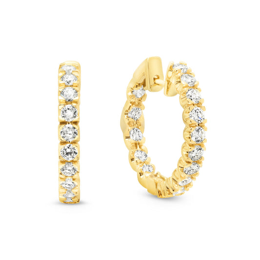 JE 18ct Yellow Gold Diamond Hoop Earrings