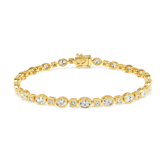 18ct Yellow Gold Oval and Princess Cut Diamond Bracelet