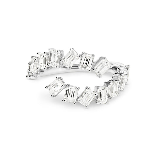 18ct White Gold Emerald Cut Diamond Open Ring