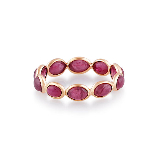 18ct Yellow Gold Cabochon Ruby Eternity Ring