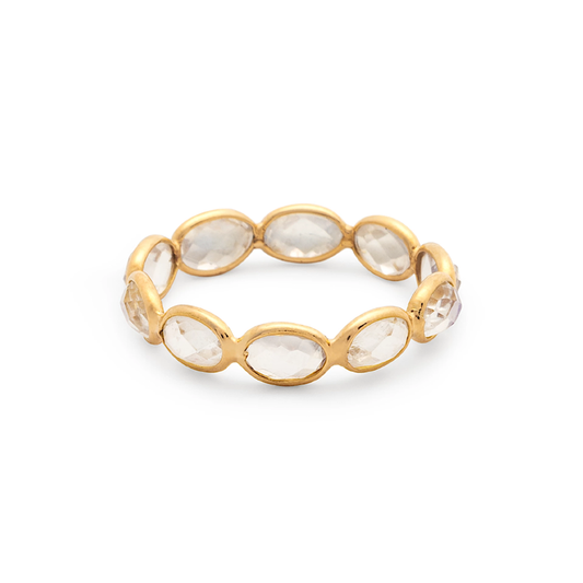 18ct Yellow Gold Faceted Moonstone Eternity Ring