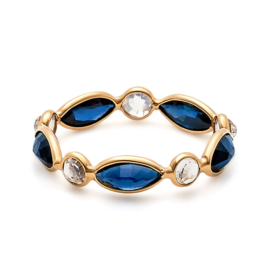 18ct Yellow Gold Sapphire and Moonstone Eternity Ring