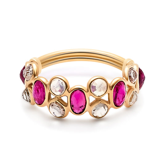 18ct Yellow Gold Ruby and Moonstone Ring