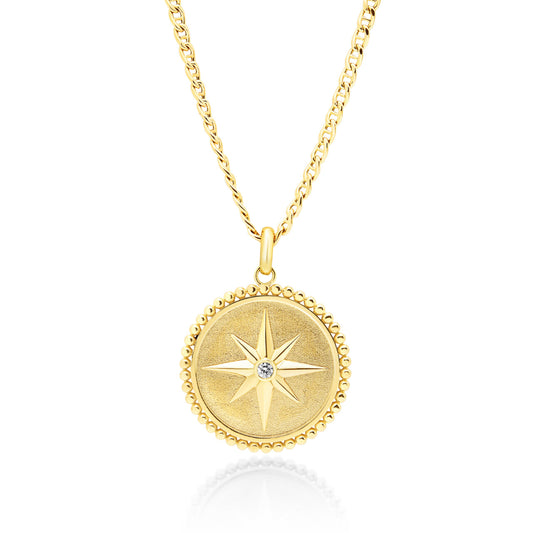 9ct Yellow Gold Star Medallion Pendant