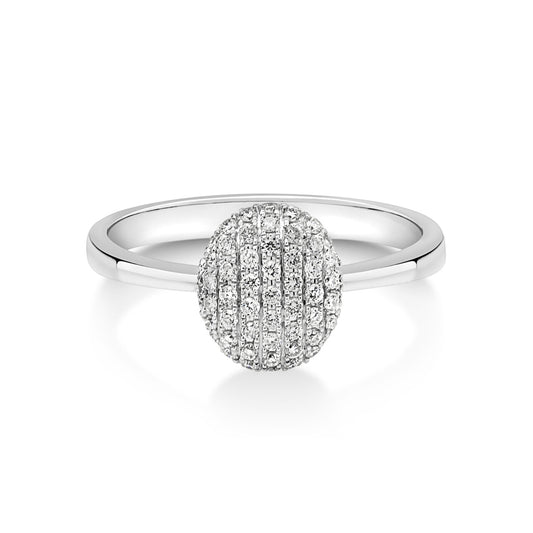 18ct White Gold Oval Pave Diamond Ring