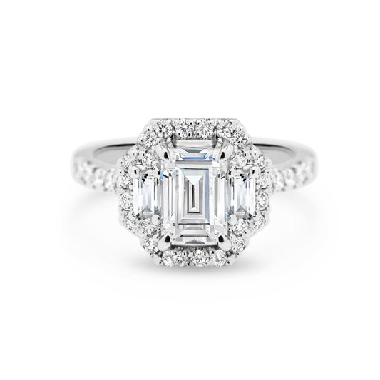 Emerald Cut Engagement Ring with a Halo