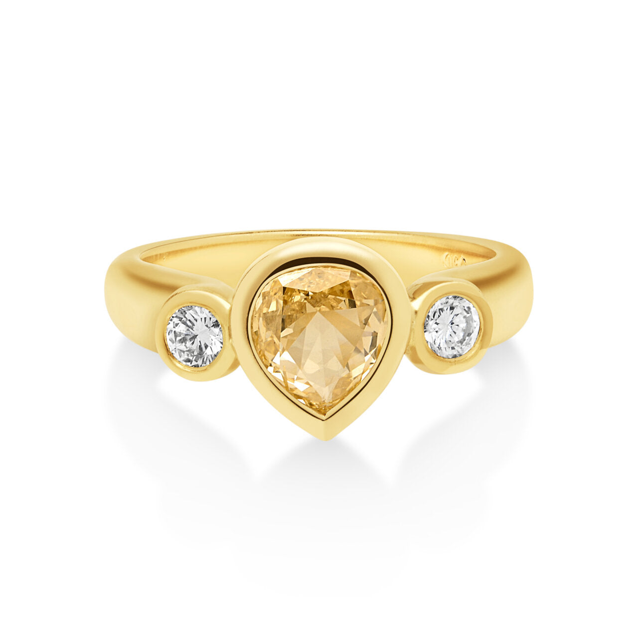 18ct Yellow Gold Yellow and White Diamond Trilogy Ring