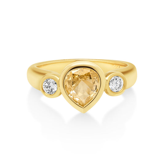 18ct Yellow Gold Yellow and White Diamond Trilogy Ring