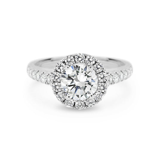 Round Brilliant Cut Engagement Ring with a Halo