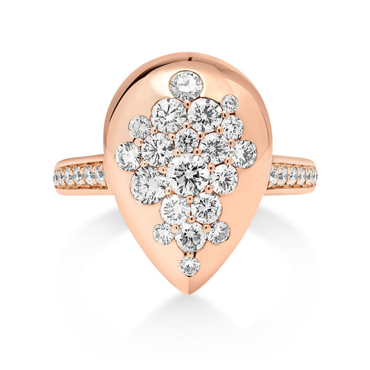 18ct Rose Gold Diamond Galaxy Pear Dress Ring