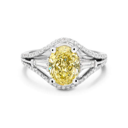 Platinum Yellow and White Diamond Dress Ring