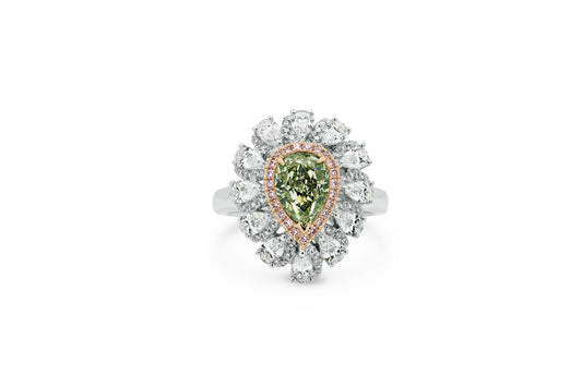 Green, Pink and White Diamond Dress Ring