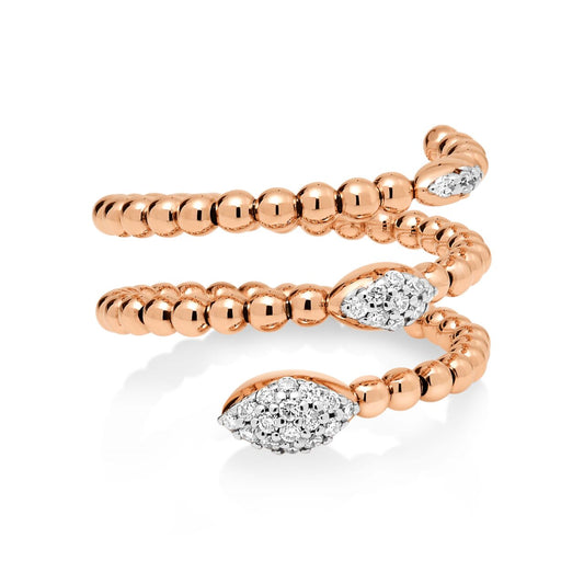 18ct Rose Gold Flexible Spring Diamond Dress Ring